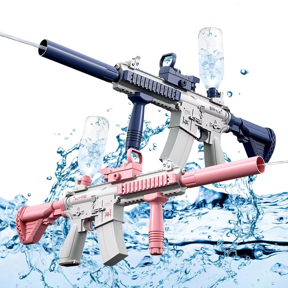 Unilabo M416 Electric Water Gun - Battery Powered with External Water Bottle Attachment - Perfect for Kids & Adults Outdoor Fun