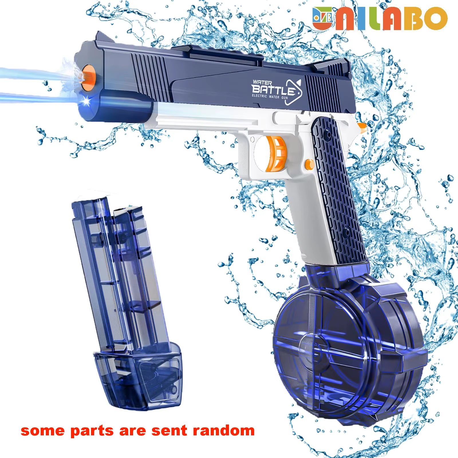 Unilabo M416 Electric Water Gun - Battery Powered with External Water Bottle Attachment - Perfect for Kids & Adults Outdoor Fun