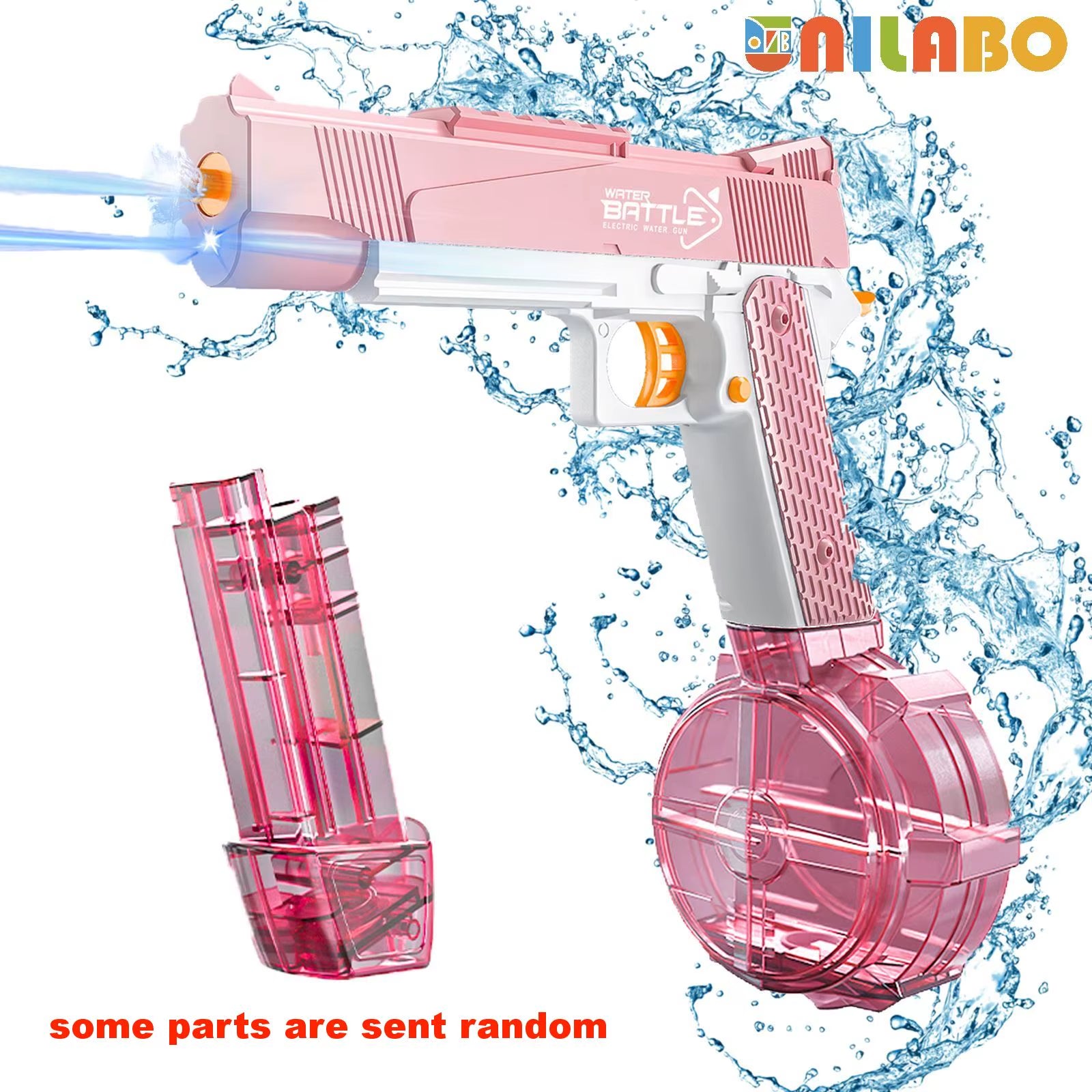 Unilabo M416 Electric Water Gun - Battery Powered with External Water Bottle Attachment - Perfect for Kids & Adults Outdoor Fun