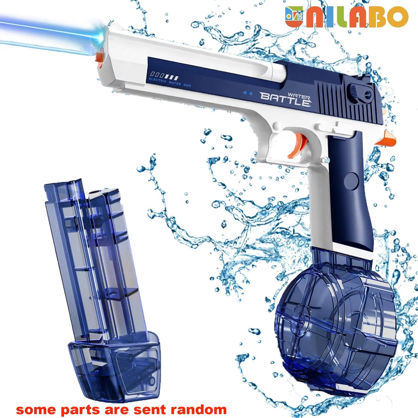 Unilabo M416 Electric Water Gun - Battery Powered with External Water Bottle Attachment - Perfect for Kids & Adults Outdoor Fun