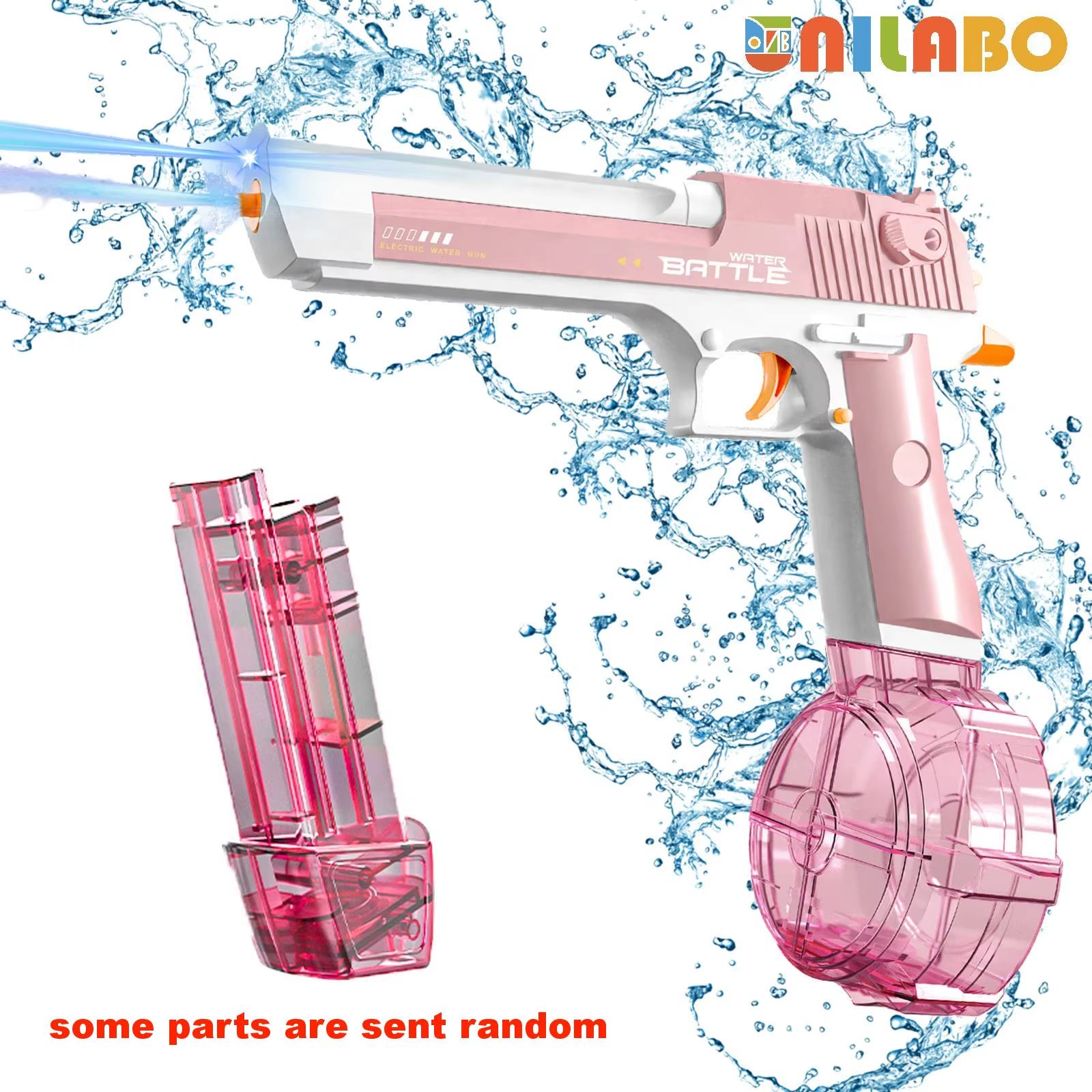 Unilabo M416 Electric Water Gun - Battery Powered with External Water Bottle Attachment - Perfect for Kids & Adults Outdoor Fun